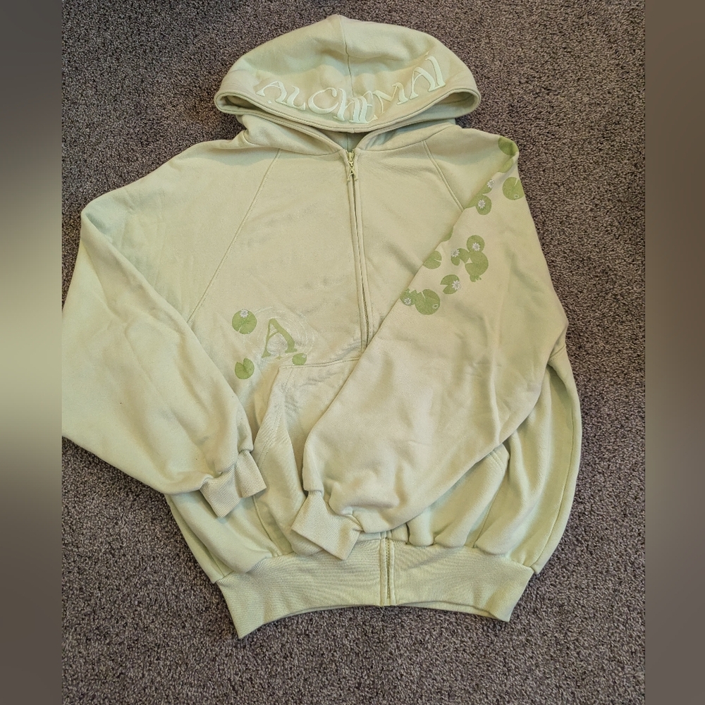 Alchemai Green Lily Pad Zip Hoodie
